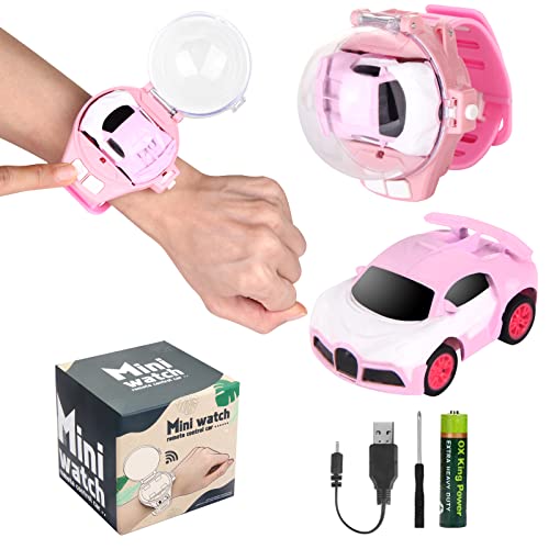 Neue Mini Fernbedienung Auto Uhr Spielzeug für Kinder Halloween,2.4 GHz Abnehmbare Rennwagen Armbanduhr Spielzeug mit USB Aufladung,Weihnachten Ostern Cute Remote Control Watch Geschenk Toy,Rosa von Tomatong