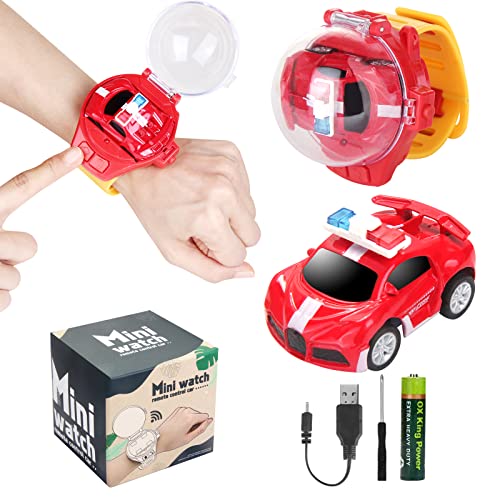 Mini Fernbedienung Auto Uhr Spielzeug für Kinder Halloween,2.4 GHz Abnehmbare Rennwagen Armbanduhr Spielzeug mit USB Aufladung,Weihnachten Neujahr Cute Cartoon Remote Control Watch Geschenk Toy,Rot von Tomatong