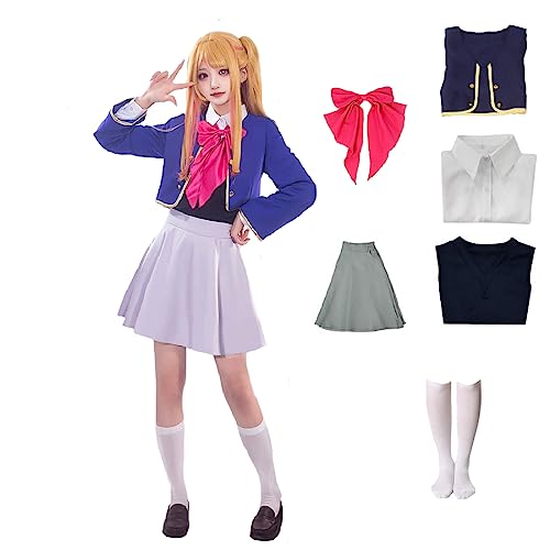 Tomioka OshiNoKo Rubii Hoshino Aquamarin Cosplay JK Uniform Blau Kostüm Schuluniform Anzug Damen (Stil-1, L) von Tomioka