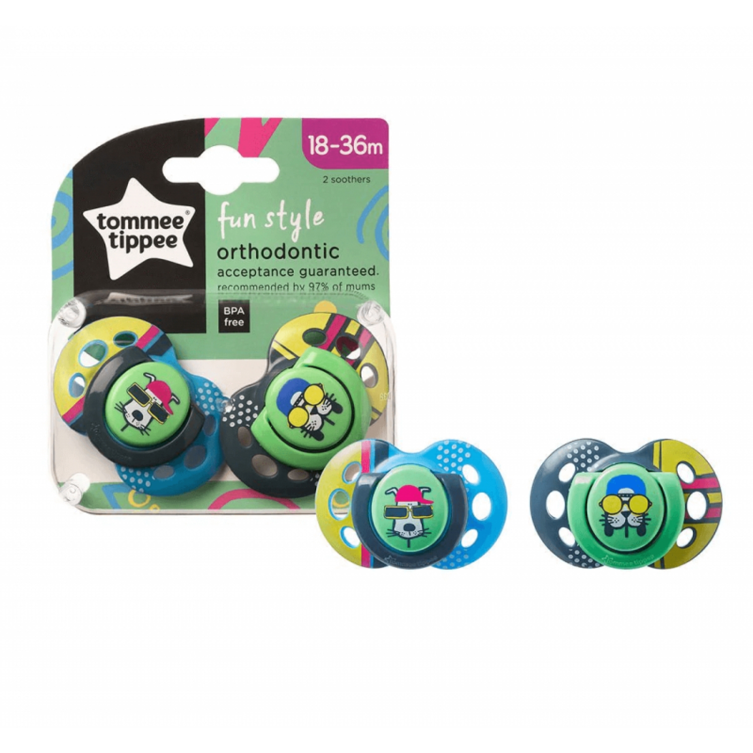 Tommee Tippee 2 Succhietti Fun Style Silicone Ortodontico 18-36m Boy von Tommee Tippee