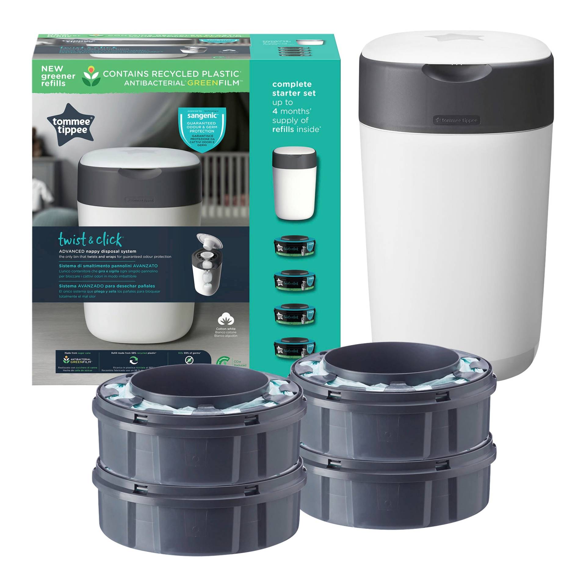 Tommee Tippee Twist & Click Windeleimer Twist & Click inklusive 4er-Pack Nachfüllkasetten von Tommee Tippee