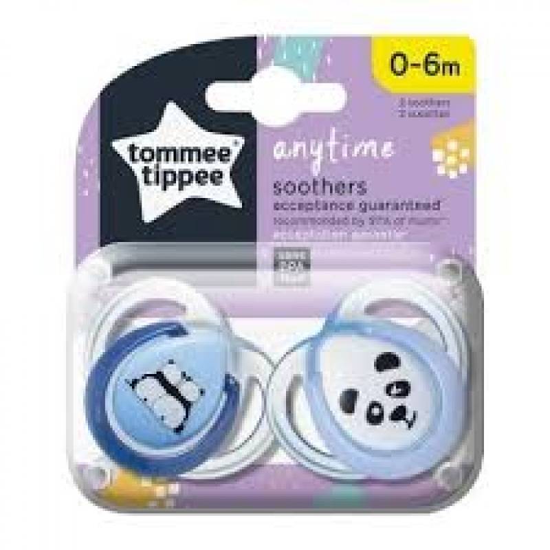 Tommee Tippee Set 02 Succhietti 0-6 M Any Time Ortodontico Azzurro e Blu in Silicone Panda von Tommee Tippee