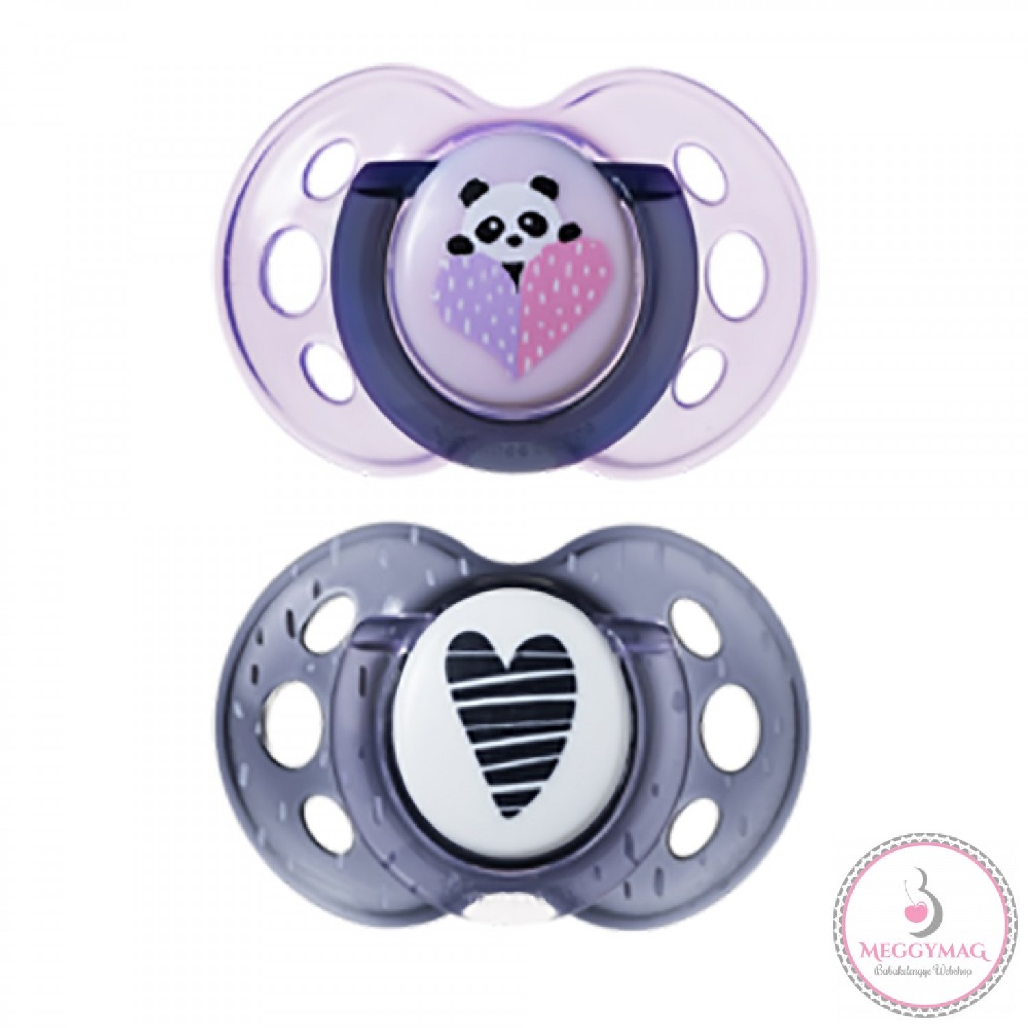 Tommee Tippee Set 02 Succhietti Anytime Silicone Ortodontico 18-36 M Panda & Cuore Girl Pink & Violet von Tommee Tippee