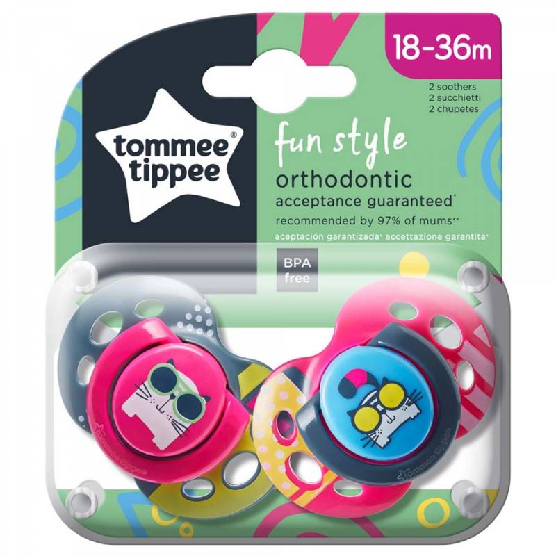 Tommee Tippee Set 02 Succhietti Fun Style 18-36m in Silicone Fucsia Rosa von Tommee Tippee