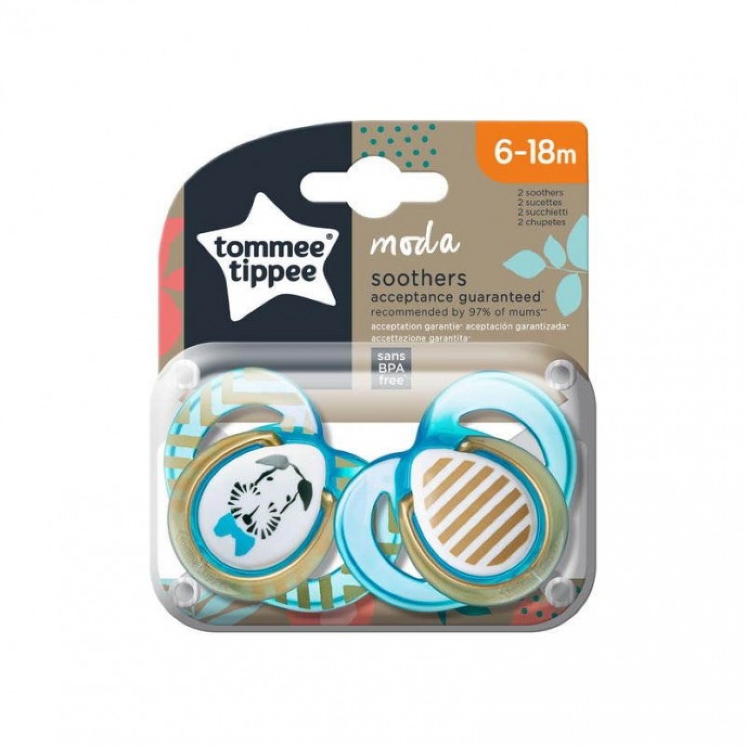 Tommee Tippee Set 02 Succhietti Moda 6-18 Mesi Boy Azzurro in Silicone von Tommee Tippee