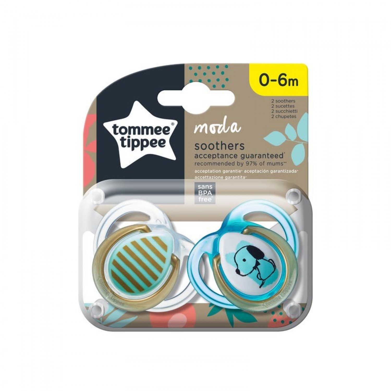 Tommee Tippee Set 2 Succhietti 0-6M Moda in Silicone Azzurro Cane von Tommee Tippee