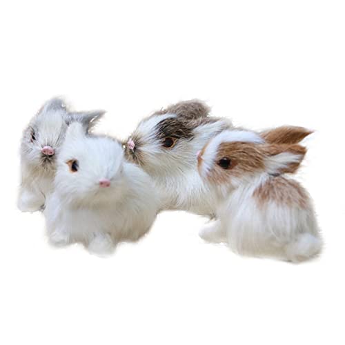 4 Stücke Mini Niedliche Plüsch Kaninchen Lebensechte Tier Hase Simulationsmodell Kuscheltiere Pelzigen Kaninchen Figur von Tomotato