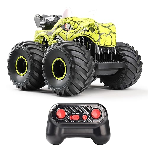 Tomotato Ferngesteuertes Auto, ferngesteuertes Dinosaurierauto 1:16 RC Tier-Stuntfahrzeug 360 ° Drehung RC-Auto Dinosaurierspielzeug Monster RC-Auto für Jungen und Kinder (Grün) von Tomotato