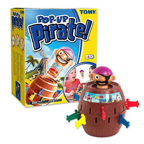 TOMY Offizielles Kinderspiel "Pop Up Pirate", Hochwertiges Aktionsspiel für die Familie, Piratenspiel zur Verfeinerung der Geschicklichkeit Ihres Kindes, Popup Spiel, 4+, Braun von TOMY