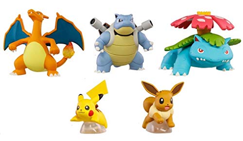 TOMY - Pokemon SET 5 FIGURE Kollektion KANTO REGION Pikachu Charizard Blastoise Venusar Eevee Gashapon Japan - Mehrfarbig - 2-5 cm von TOMY