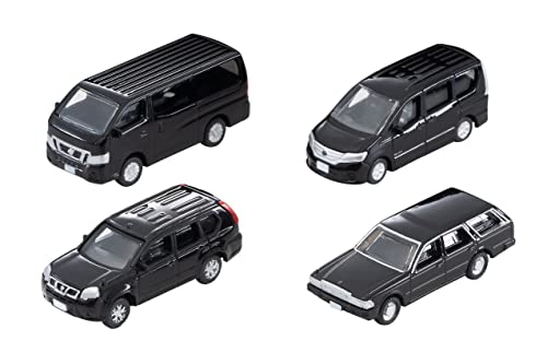 TomyTEC 323709 Car-Collection, 4X Nissan, schwarz Spur N 1:150 von TomyTEC