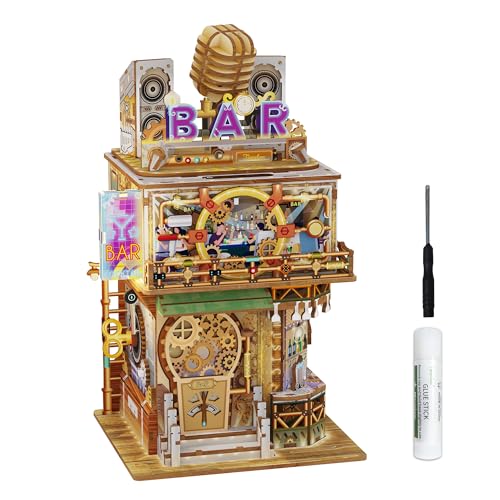 Tonecheer 3D Holz Modell Puzzle DIY Kit Spielzeug für Erwachsene Jugend Kinder Handwerk Luftschiff Auto Deckel Öffnung Desktop Lagerung Haus Geburtstagsgeschenk(Punk Bar) von Tonecheer