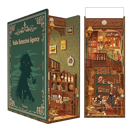 Tonecheer Book Nook Kit 3D Holzpuzzle Booknooks DIY Modellbausätze Erwachsene zum Baue Miniatur Haus bücherregal Nook Book mit Licht lustiges Geschenke Geburtstagsgeschenk(Die Geigen-Detektei) von Tonecheer