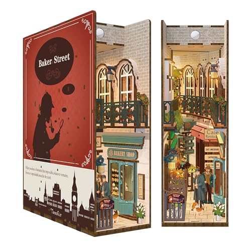 Tonecheer DIY Book Nook Kit Modellbausatz 3D Puzzle aus Holz für Erwachsene zum Baue Miniatur Haus Kit Puppenhäuser Miniatur Haus Kit Bastelset mit Licht Personalisierte Geschenke(Baker Street) von Tonecheer