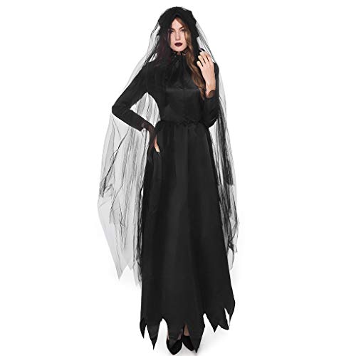 Tongyanji Festival-Zubehör, Halloween-Kostüme, für Damen, Halloween, Braut, schwarzes Hexenkleid, Cosplay, für Vampir-Kostüm von Tongyanji