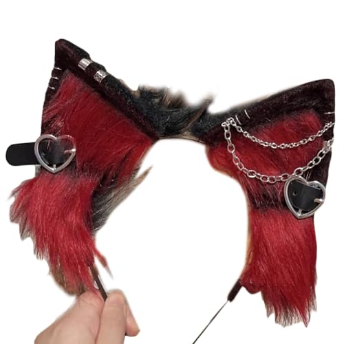 Tongyanji Haarspangen, Stirnbänder, Haarschmuck für Damen, Anime-Thema, Versammlungen, Ohr-Stirnband mit Legierungsohrring, Film-Enthusiasten, Plüschwolf, Stirnband für Jugendliche und Erwachsene von Tongyanji