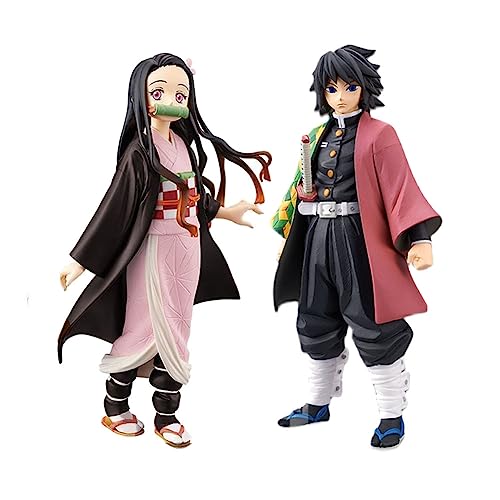 Anime 16cm Kamado Nezuko Tomioka Giyuu Action Figur, Kimetsu No Yaiba PVC Modell Sammlung Statue Desktop Ornamente, 2Pcs von Tongyundacheng