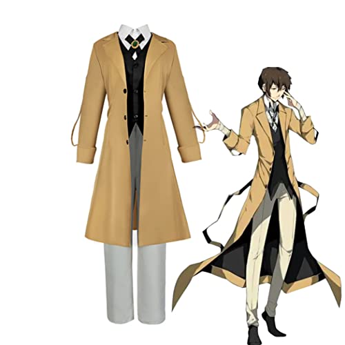 Bungo Stray Hunde Dazai Osamu Cosplay Kostüm Windbreaker Mantel Uniform Anzüge Halloween Party Kostüm für Erwachsene Männer, Dazai Osamu, L von Tongyundacheng