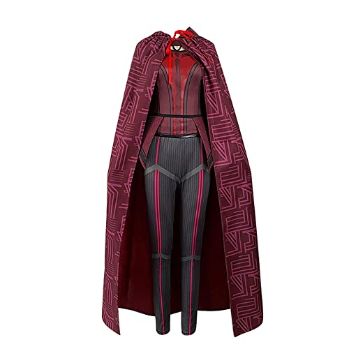 Damen Wanda Vision Cosplay Kostüm Scarlet Witch Kostüm Cloak Tops Hosen mit Kopfbedeckung für Halloween Karneval Outfits, Scharlachrote Hexe, S von Tongyundacheng