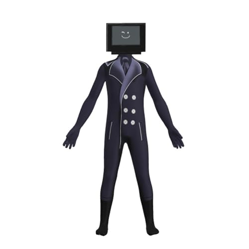 Toilet Kostüm Jumpsuit für Kinder Erwachsene Titan Speakerman TV Man Cameraman Cosplay Halloween Bodysuit mit Kopfbedeckung von Tongyundacheng