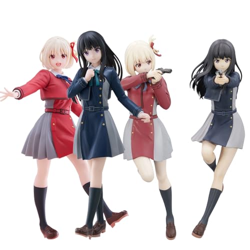 Tongyundacheng 4pcs Nishikigi Chisato Inoue Takina Figur Statue PVC Anime Manga Charakter Modell Actionfigur Handgefertigte Sammlerstücke Desktop Dekoration für Fans von Tongyundacheng