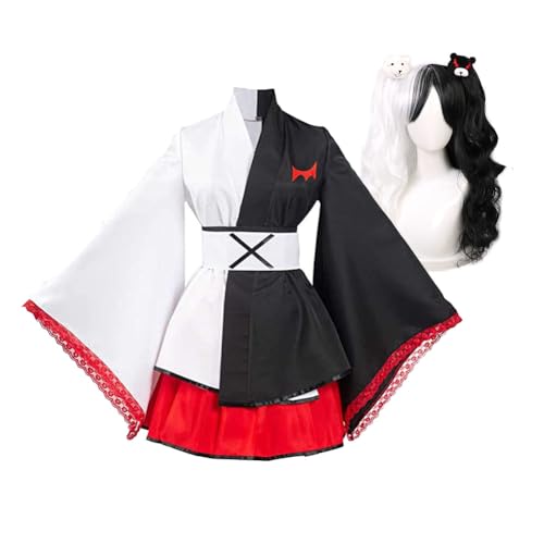 Tongyundacheng Anime Monokuma Cosplay Kostüm Frauen Kimono Kleid Schwarz Weiß Bär Full Set Outfit für Halloween Party Fancy Dress Tongyundacheng Anime Monokuma Cosplay Kostüm Frauen Kimono Kleid Schwarz Weiß Bär Full Set Outfit für Halloween Party Fancy Dress von Tongyundacheng