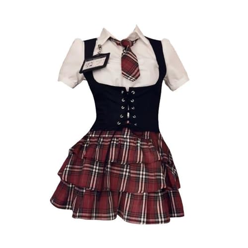 Tongyundacheng Death Note Misa Amane Cosplay Kostüm Uniform Kleid Komplettset Frauen Misa Amane Kostüm Outfit Weste Oberteil Rock Anzug für Halloween Party von Tongyundacheng