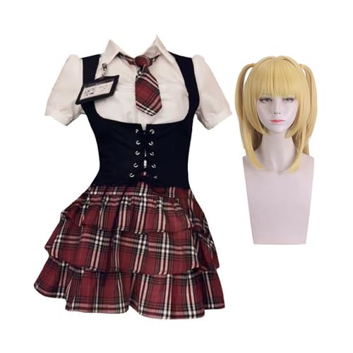 Tongyundacheng Death Note Misa Amane Cosplay Kostüm Uniform Kleid Komplettset Frauen Misa Amane Kostüm Outfit Weste Oberteil Rock Anzug für Halloween Party von Tongyundacheng