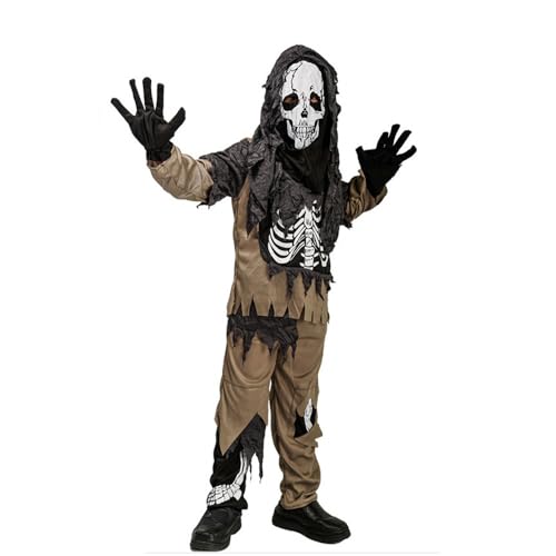 Tongyundacheng Halloween Gruseliges Skelett Kostüm Skelett Cosplay Outfit Komplettset mit Handschuhen und Maske Halloween Party Dress Up von Tongyundacheng