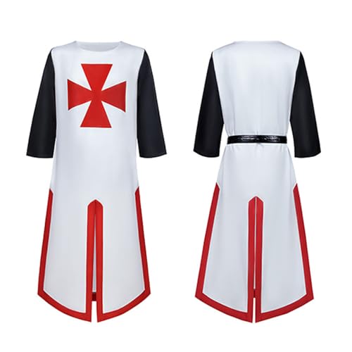 Tongyundacheng Halloween Mittelalterliche Kostüme Komplettset Tempelritter Cosaply Outfit Hoodies Robe Cosplay Umhänge für Erwachsene von Tongyundacheng