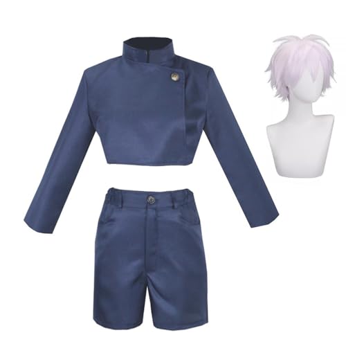 Tongyundacheng Herren Gojo Satoru Cosplay Kostüm High School Uniform Top Shorts Anzug für Halloween Maskerade Party Kostüm von Tongyundacheng