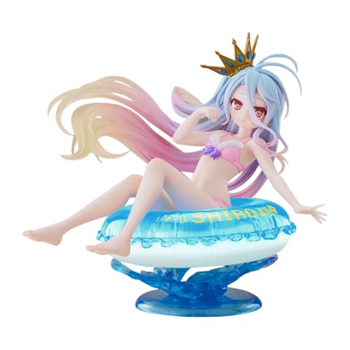 Tongyundacheng No Game No Life Anime Action Figure Shiro Swimsuit Figure Model with Swimming Ring Anime Girl Sitting Statue Desktop Decoration Birthday Gift, 10cm von Tongyundacheng