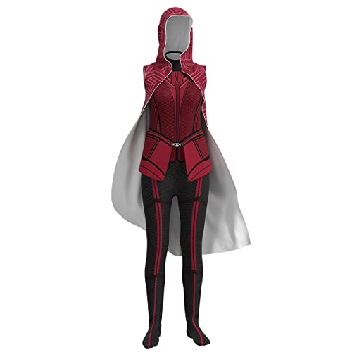 Tongyundacheng Wanda Maximoff Cosplay Kostüm Scarlet Witch Cosplay Cloak Jumpsuit Outfits Komplettes Set für Halloween Karneval Verkleidung von Tongyundacheng