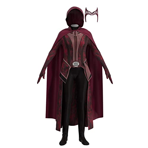 Tongyundacheng Wanda Maximoff Kostüm Scarlet Witch Cosplay Roter Umhang Outfits mit Kopfbedeckung Wanda Halloween Kostüm für Erwachsene Damen von Tongyundacheng