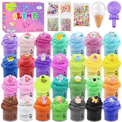 Tonsooze 28 Pack Mini Butter Slime, Fun Charms, Fluffy schleim Set Putty Spielzeuge DIY Slime weich und dehnbar Geschenk zum Stressabbau für Jungen und Mädchen Party Favor von Tonsooze