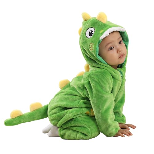 TONWHAR Tier-Halloween-Kostüm für Kinder und Kleinkinder, Einteiler, Einteiler, Jadegrüner Dinosaurier, 3-6 Months/Height:24"-26" von Tonwhar