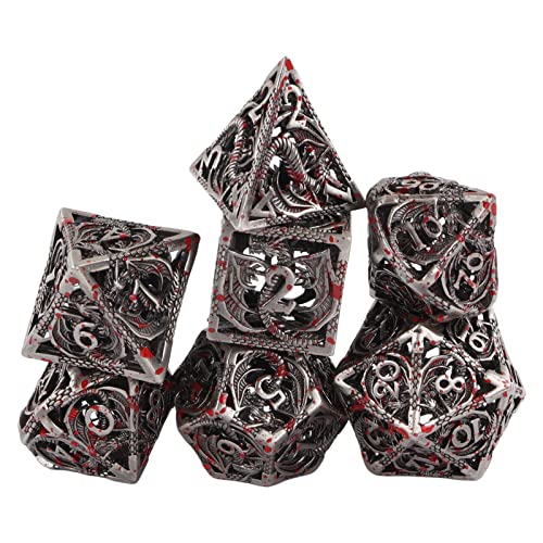 7pcs Bloodstain Hollow Dice, Hollow Metal DND Dice Set für Rollenspiele Dice Junkie, Tischspiel für Erwachsene von Tonysa