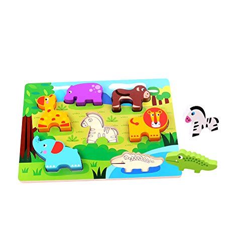 Andreu Toys 921 TKC394 EA Wooden Animal Chunky Puzzle (EXP), Multicolor, 29.5 x 21 x 1.7 cm von Tooky Toy