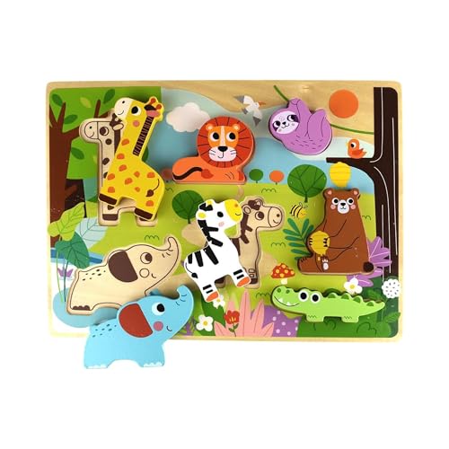 Tooky Toy 3D Kinder Holz-Puzzle Tiere, 8-teiliges Steckpuzzle, ab 12 Monaten, Farbe:braun Tooky Toy 3D Kinder Holz-Puzzle Tiere, 8-teiliges Steckpuzzle, ab 12 Monaten, Farbe:braun von Tooky Toy