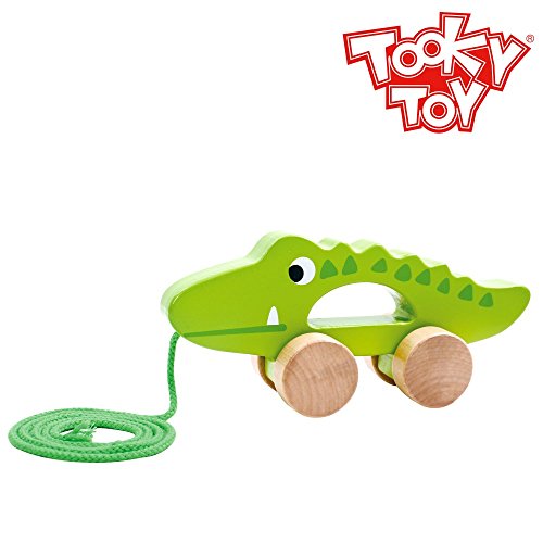 Tooky Toy Holz-Spielzeug Niedliches Krokodil zum Hinterherziehen - garantierter Spielspaß für Kinder ab 3 Jahren - ca. 19 x 5,6 x 8,8 cm von Tooky Toy