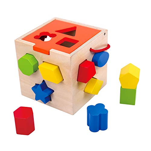 Andreu Toys 921 TKA977 EA Wooden Shape Sorter (EXP), Multicolor, 14 x 14 x 14 cm von Tooky Toy