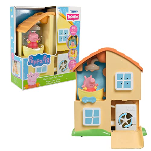 Tomy Toomies E73415 Peppa's House Badespielset Peppa Pig Spielzeug Fenstersprenger & Waschmaschine – Arbeitsdusche & Badewanne Kinder ab 18 Monaten, Mehrfarbig von Toomies