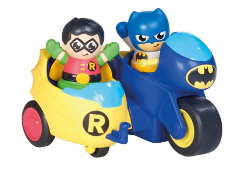 Toomies DC Comics Batman E73260 2 in 1 Batcycle Batman Motorrad und Seitenwagen Kombination - Batman Fahrzeug für Kinder - Schwungradantrieb zum Mitschieben - ab 12 Monaten von Toomies