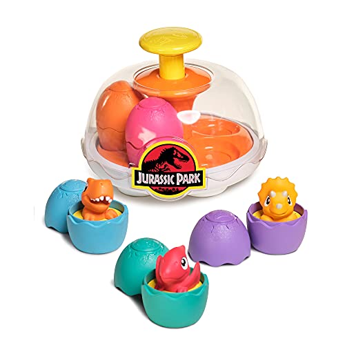 Toomies E73252 Tomy Spin & Hatch Dino Eggs, Dinosaur Children, Jurassic World, Educational Shape Sorter with Colours and Sound, Toy for Baby Boys & Girls Aged 1, 2 & 3 Years Old, Multicoloured von Toomies