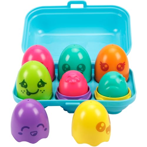 Toomies Tomy Hide and Squeak Bright Chicks Baby Toy - Baby Box mit 6 bunten Eiern, 3 Quietschern & 3 Rasseln - Shape Sorter Baby Sensory Toys Spielzeug und Babyspielzeug 6 Monate Plus bis 36 Monate von Toomies