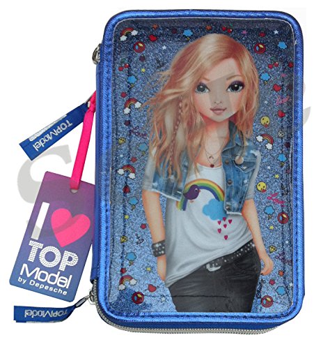 Depesche Top Model Federtasche Mäppchen Federmäppchen 3Fach blau Friends NEU 7970 von Top Model