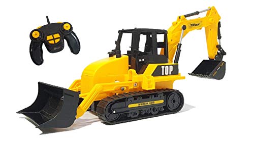 Top Race Ferngesteuerter RC Bulldozer mit Licht und Sound, 8-Kanal Traktor Spielzeug für Kinder, voll Funktionsfähiger Baustellenfahrzeug für Jungen und Mädchen von Top Race