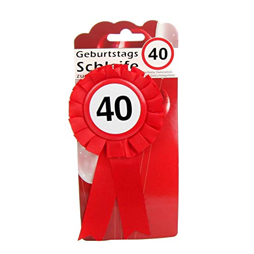 TOP TEN Geburtstags - Schleife 40 Button inkl. Sicherheitsnadel Abzeichen zum anstecken oder Dekoration Party von TOP TEN