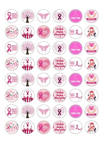 48 x Kuchendekoration für Brustkrebs-Bewusstsein, Wohltätigkeitsorganisation, essbares Oblatenpapier, rund, Kuchendekoration 48 x Kuchendekoration für Brustkrebs-Bewusstsein, Wohltätigkeitsorganisation, essbares Oblatenpapier, rund, Kuchendekoration von Top That