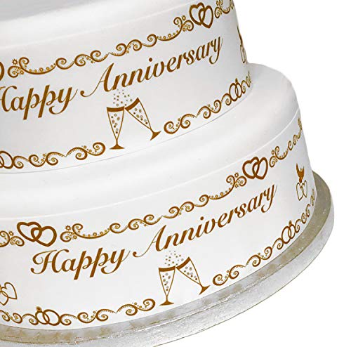 Top That Essbares Deko-Band 'Happy Anniversary' - Kuchenbordüre, 1 Stück, 26 cm x 7,5 cm, Jahrestag von Top That